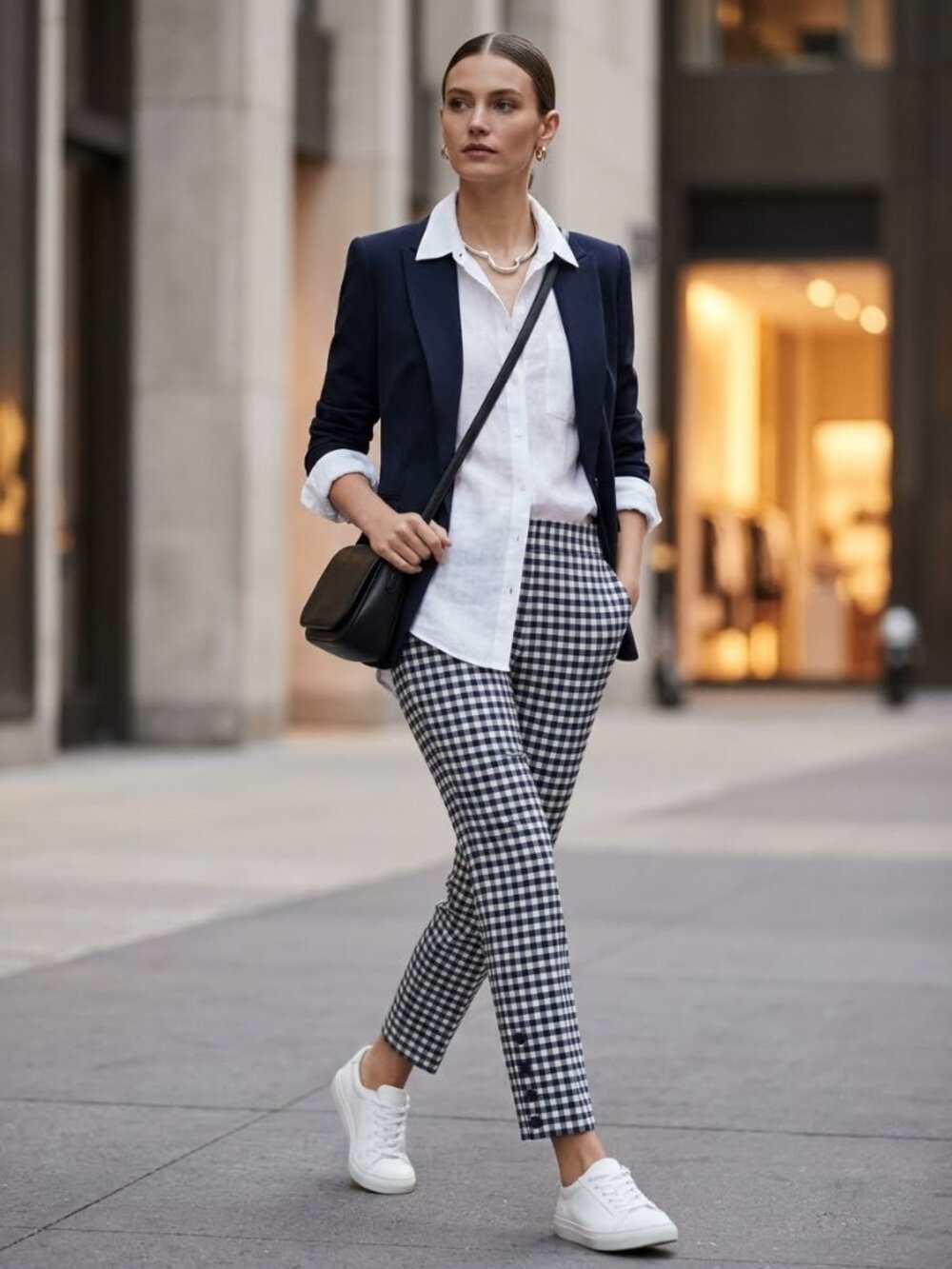 J.Crew Women's Size 6T Remi Trouser Pant in Gingham Button Side Slits Zip Close